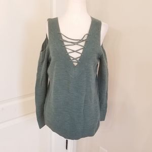 Express cold shoulder lace up top